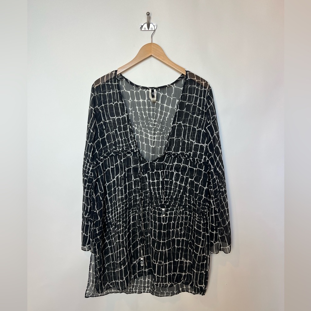 St. John Sport Sheer Croc Print Swim Cover‎ Up Tunic Medium